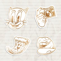 Shimmering golden sticker collection design resources