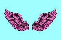 Magenta pink wings sticker overlay vector