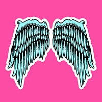 Turquoise wings sticker overlay with a white border vector