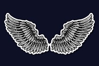 Gray wings sticker overlay with a white border design resource