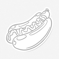 Gray hot dog sticker with white border design element