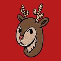 Brown antlers sticker on red background