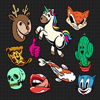 Colorful cute sticker collection  vector