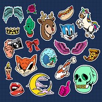 Colorful cute sticker collection  vector