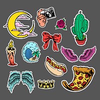 Colorful cute sticker collection  vector