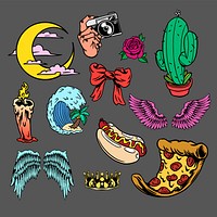 Colorful cute sticker collection  vector