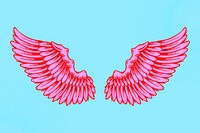 Neon pink wings sticker design element