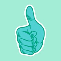 Teal thumbs up sticker sticker with a white border
