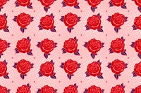 Pop art red rose patterned background