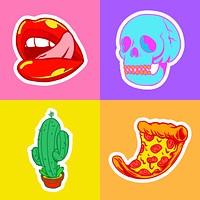 Cool colorful sticker set desgin resources