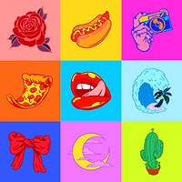Cool colorful sticker set desgin resources
