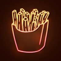 Neon french fries sticker overlay design resource 