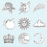 Drawing sticker set design resources