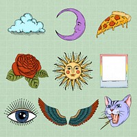 Colorful drawing icon set design resources