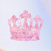 Pink holographic crown sticker overlay design resource 