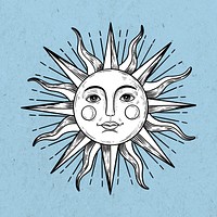 Sun with a face outline sticker overlay design resource