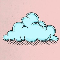 Sky blue cloud sticker overlay on a pastel pink background 