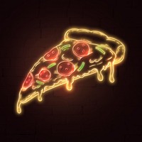 Neon pepperoni pizza slice sticker overlay design resource 