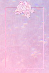 Pink holographic rose frame design resource 