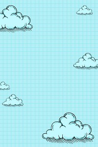 Sky blue cloudy grid frame design resource 