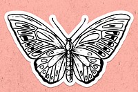 White butterfly sticker with a white border