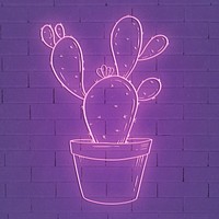 Purple neon cactus design element