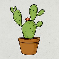 Green cactus sticker design element