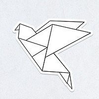 White origami bird sticker design element