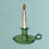 Candle in classic retro green holder