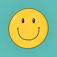 Retro yellow smiley sticker psd