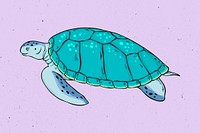 Turtle vintage cartoon psd clipart