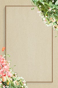 Blooming flowers decorated on beige frame background mockup