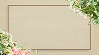 Blooming flowers decorated on beige frame background mockup