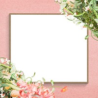 Blooming flowers decorated on pink frame mockup