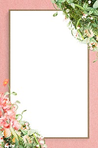 Blooming flowers decorated on pink frame mockup