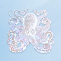 Silver holographic octopus sticker design element