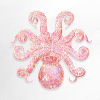 Pink holographic octopus sticker  design element