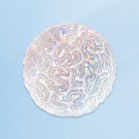 Silver holographic coral sticker design element