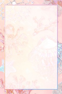 Rectangle frame on a holographic marine animal patterned background design element