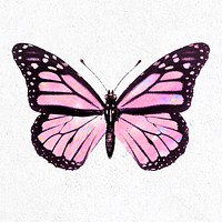 Pink holographic Monarch butterfly on a white background vector