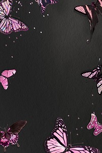 Pink holographic and glittery butterfly frame design element