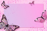 Rectangle pink butterfly frame design element