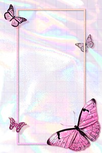Rectangle pink butterfly frame design element