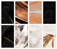 Aesthetic mobile wallpaper template vector set