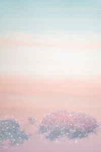 Sparkly clouds on a pink sky background design 