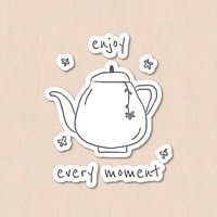 Coffee pot doodle journal sticker vector