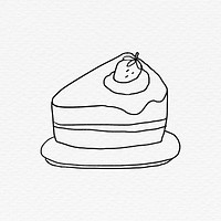 Cute homemade strawberry cake doodle style illustration