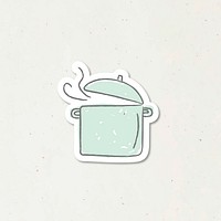 Doodle cooking pot sticker vector