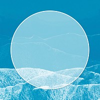 Round blank psd frame on blue wavy texture illustration