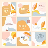 Colorful Memphis sale template set vector